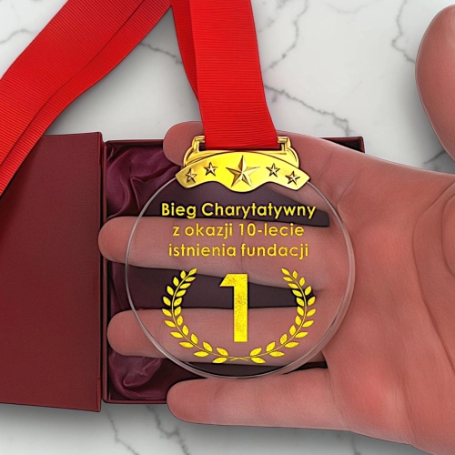 Medal Pamiątkowy na Wydarzenie Sportowe Bieg Charytatywny Tani Niedrogi Ładny  Grawerowany Etui w Cenie Podziękowanie dla Sponsorów Sponsora Fundatora