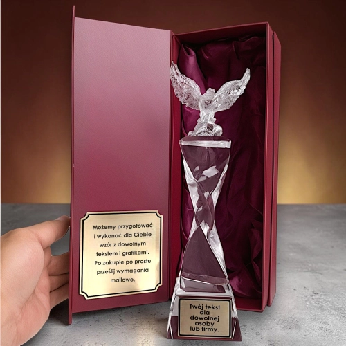 Piękna statuetka ORZEŁ KRYSZTAŁOWY 27 cm z dowolnym grawerem dla dowolnej osoby i na każdą okazję. W cenie grawer i etui prezentowe.  0370a5.jpg