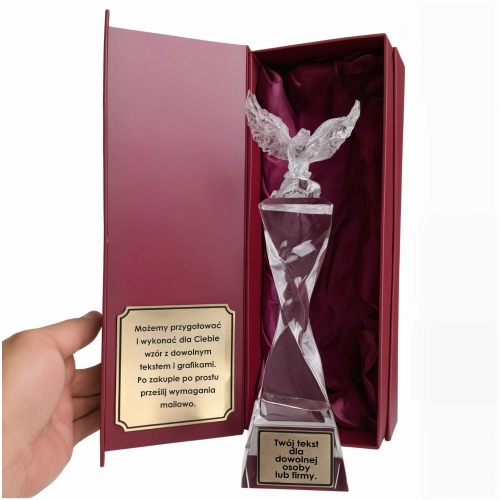 Piękna statuetka ORZEŁ KRYSZTAŁOWY 27 cm z dowolnym grawerem dla dowolnej osoby i na każdą okazję. W cenie grawer i etui prezentowe.  0370b5.jpg