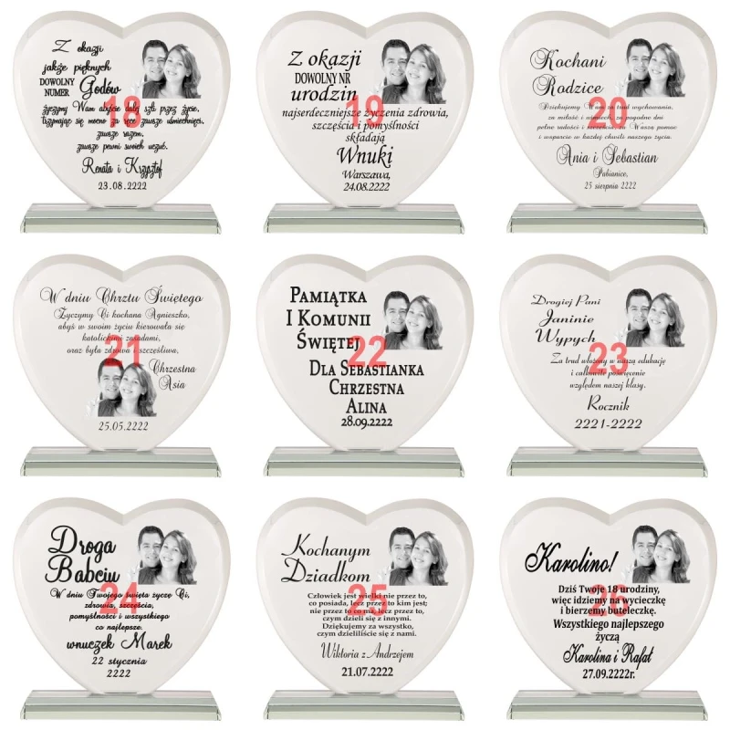 Kryształowe serce ze zdjęciem na Dzień Matki
