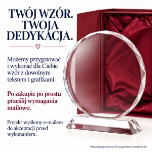 Indywidualny wzór z tekstem i grafikami na statuetce 0374 – projekt e-mailem do akceptacji