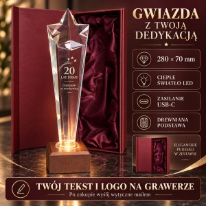 Statuetka LED z gwiazdą – wymiary, personalizacja i wyposażenie modelu 0369