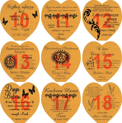 Grawerowane podwójne serca z zegarem na prezent dla rodziców na wesele