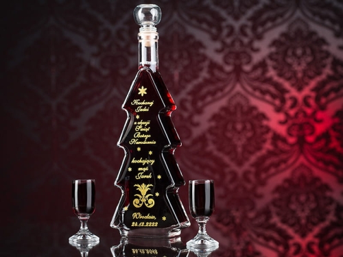 Grawerowany prezent na święta karafka świąteczna choinka do wina