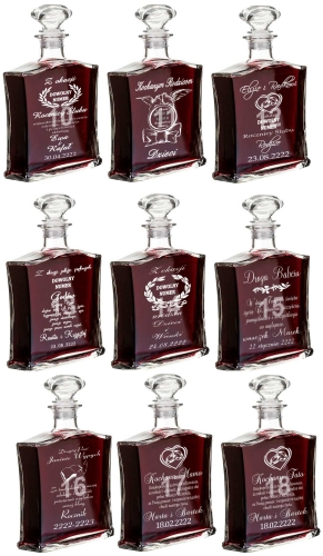 Grawerowana karafka na podziękowania dla rodziców prezent na 18 25 35 45 55 65 urodziny