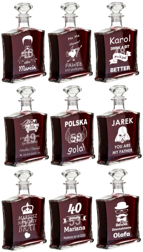 Grawerowana karafka na podziękowania dla rodziców prezent na 18 25 35 45 55 65 urodziny
