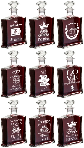 Grawerowana karafka na podziękowania dla rodziców prezent na 18 25 35 45 55 65 urodziny