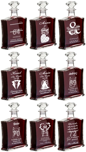 Grawerowana karafka na podziękowania dla rodziców prezent na 18 25 35 45 55 65 urodziny