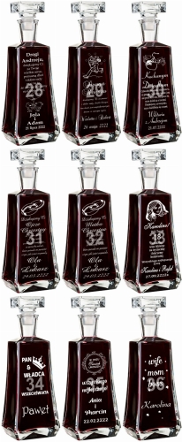 Grawerowana karafka na podziękowania dla rodziców prezent na urodziny rocznicę jubileusz