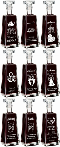 Grawerowana karafka na podziękowania dla rodziców prezent na urodziny rocznicę jubileusz