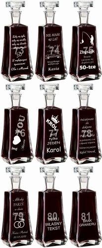 Grawerowana karafka na podziękowania dla rodziców prezent na urodziny rocznicę jubileusz