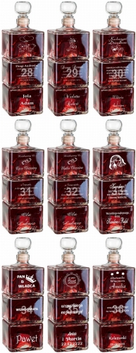 Grawerowana trzy częściowa karafka na podziękowania dla rodziców prezent na urodziny jubileusz