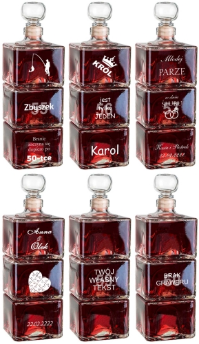 Grawerowana trzy częściowa karafka na podziękowania dla rodziców prezent na urodziny jubileusz