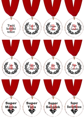 Kryształowy medal z grawerem na podziękowania dla rodziców prezent