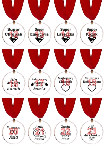 Kryształowy medal z grawerem na podziękowania dla rodziców prezent