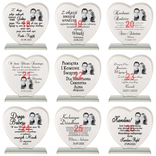 Grawerowana statuetka kryształowa ze zdjęciem prezent dla rodziców