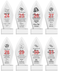 Duży grawerowany kryształ na podziękowania dla rodziców jubileusz urodziny z etui