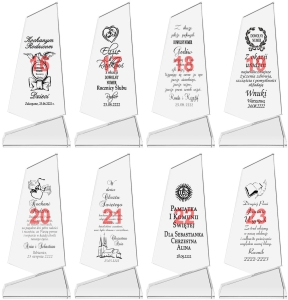 Krzywy obelisk z grubego kryształu + etui prezent dla rodziców jubileusz rocznicę ślubu