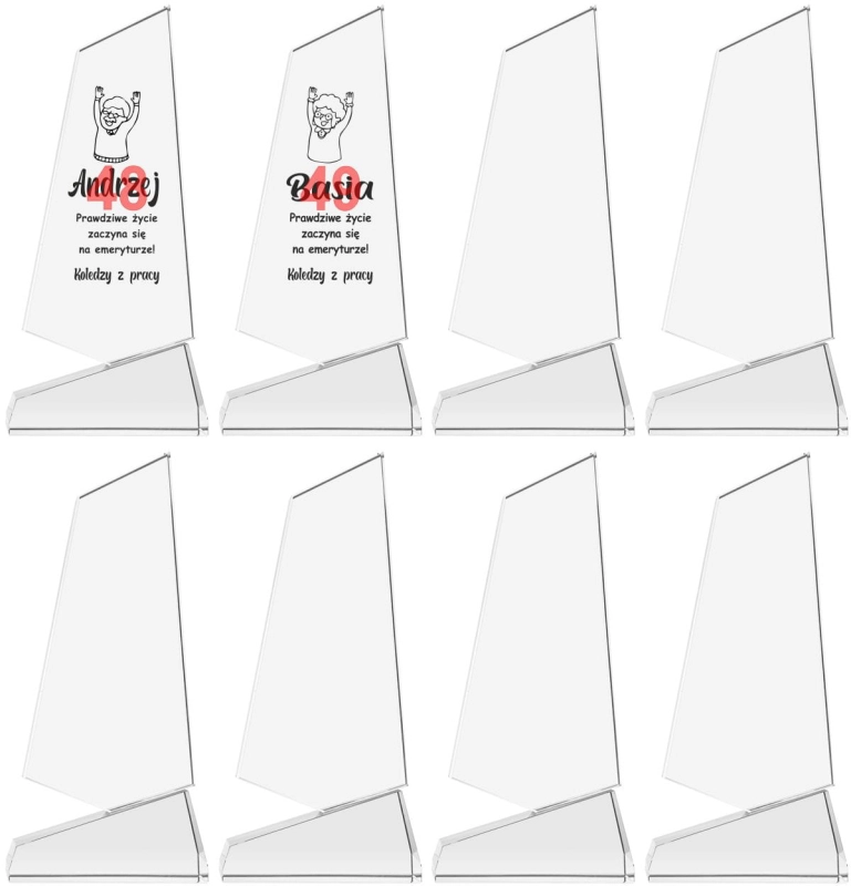 Krzywy obelisk z grubego kryształu + etui prezent dla rodziców jubileusz rocznicę ślubu