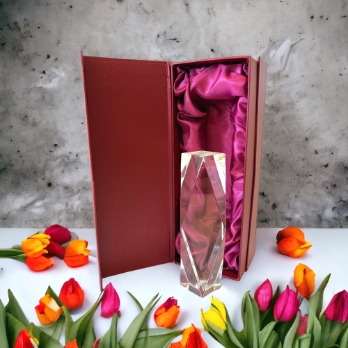 Blok kryształowy na podziękowania dla rodziców - klasyka w eleganckim etui