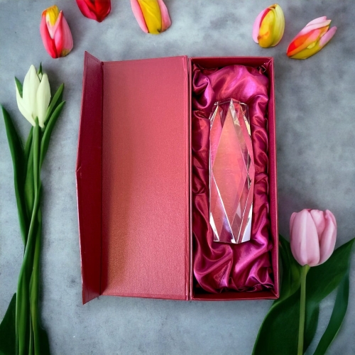 Blok kryształowy na podziękowania dla rodziców - klasyka w eleganckim etui