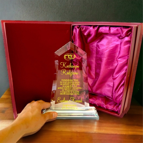 Duże podziękowania dla rodziców z etui 26 cm dowolny grawer + złocenie + ozdobne opakowanie