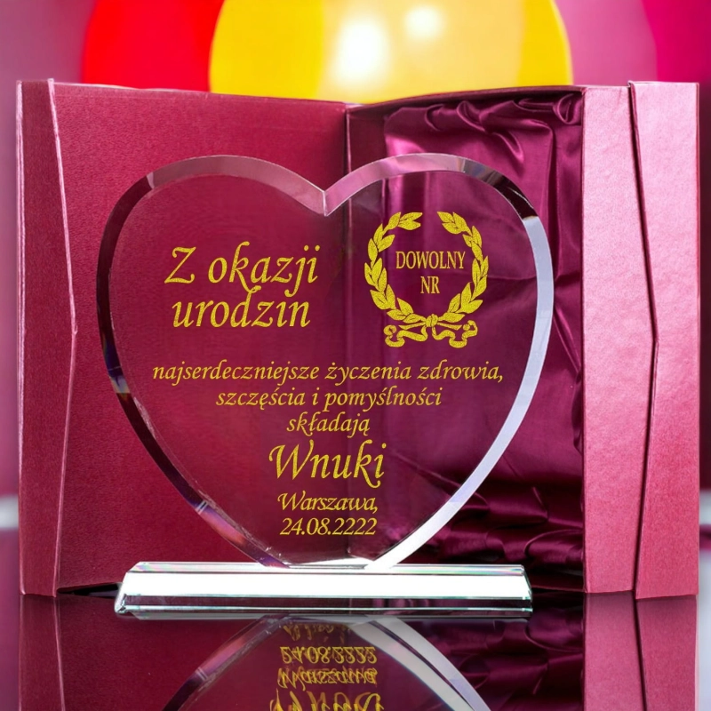 Prezent z Grawerem Serce na 1-99 urodziny z etui w cenie 10 20 30 40 50 60 70 80 90 100