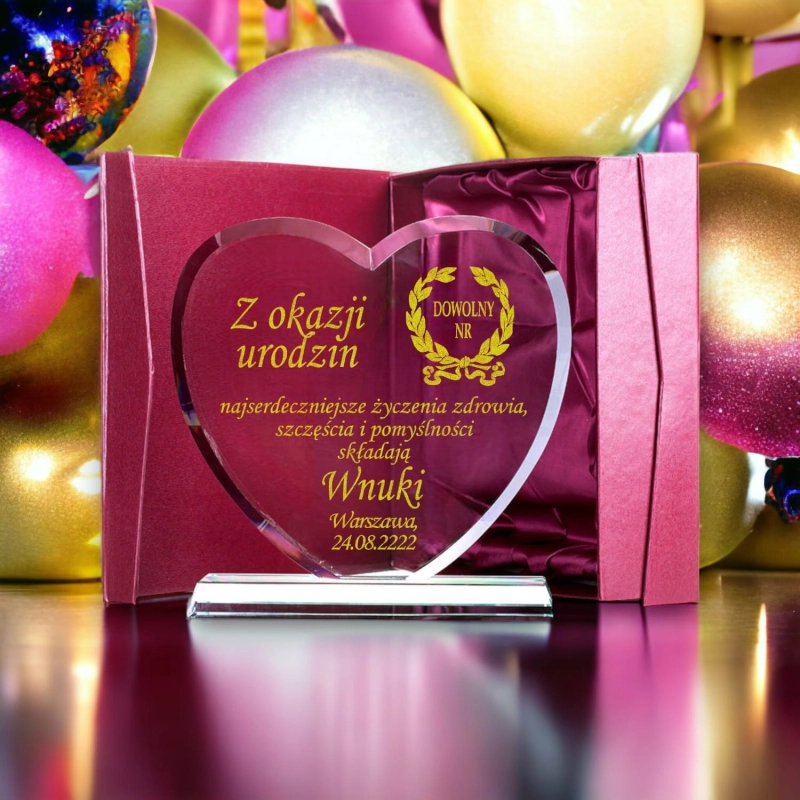Prezent z Grawerem Serce na 1-99 urodziny z etui w cenie 10 20 30 40 50 60 70 80 90 100