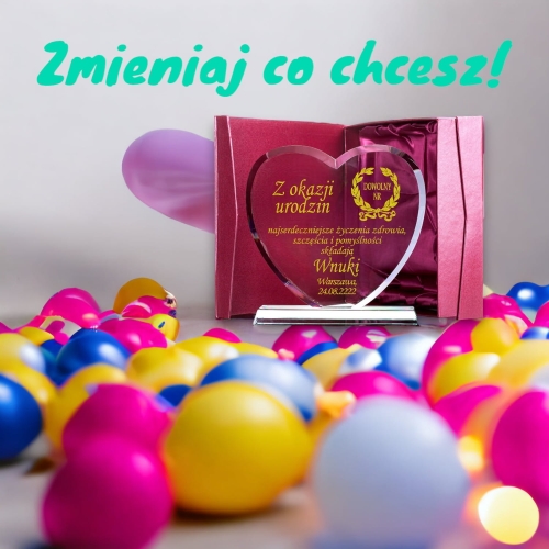 Prezent z Grawerem Serce na 1-99 urodziny z etui w cenie 10 20 30 40 50 60 70 80 90 100
