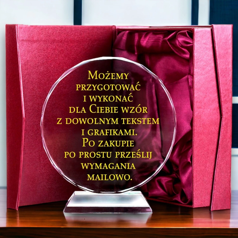 Elegancki i szykowny prezent na urodziny - grawerowana statuetka kryształ - etui w cenie - wszystko można zmieniać