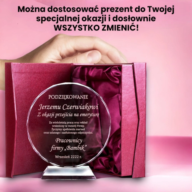 Prezent dla pracownika z okazji odejścia na emeryturę - nagroda dla emeryta emerytki za lata pracy grawerowana statuetka z dowolnym grawerem