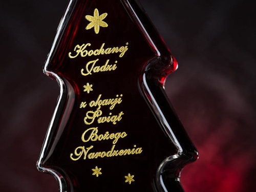 Grawerowany prezent na święta karafka świąteczna choinka do wina