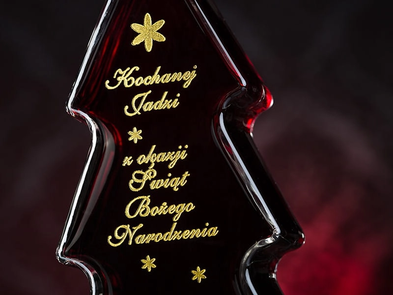 Grawerowany prezent na święta karafka świąteczna choinka do wina